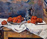 Table Canvas Paintings - Tomatoes and a Pewter Tankard on a Table